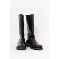 OUR LEGACY DEEP BLACK LEATHER HAUL CAMION BOOTS